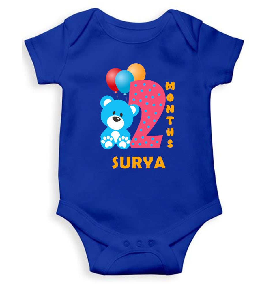 Custom Name Second Month Rompers for Baby Boy- FunkyTeesClub