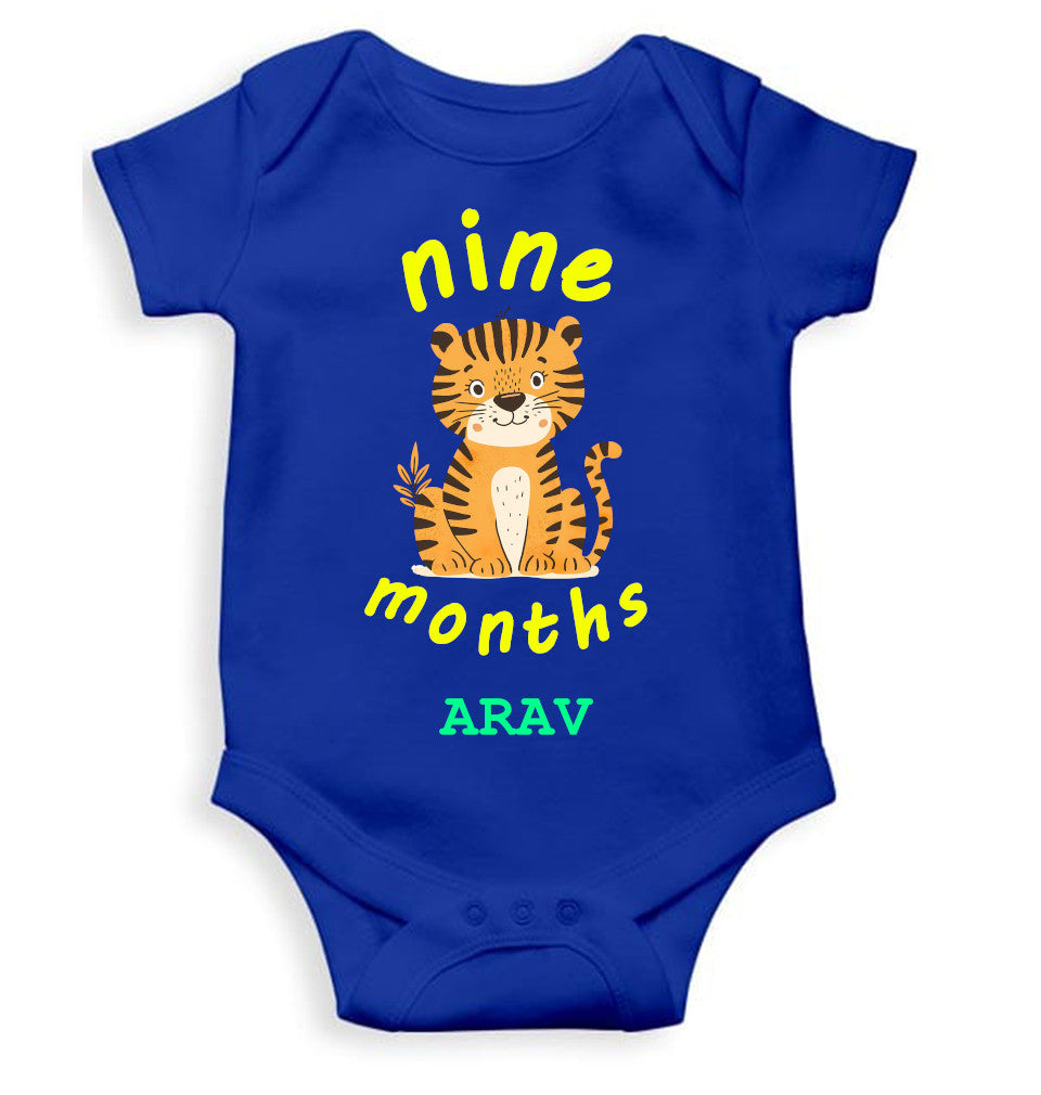 Custom Name Nine Month Rompers for Baby Boy- FunkyTeesClub