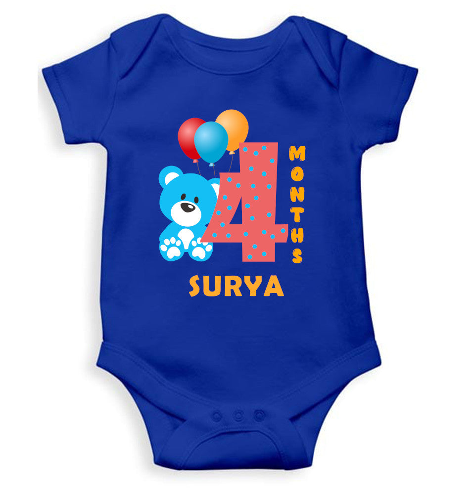 Custom Name Fourth Month Rompers for Baby Boy- FunkyTeesClub