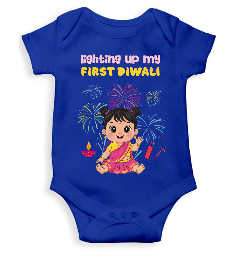 Lighting Up My First Diwali Rompers for Baby Girl- FunkyTeesClub
