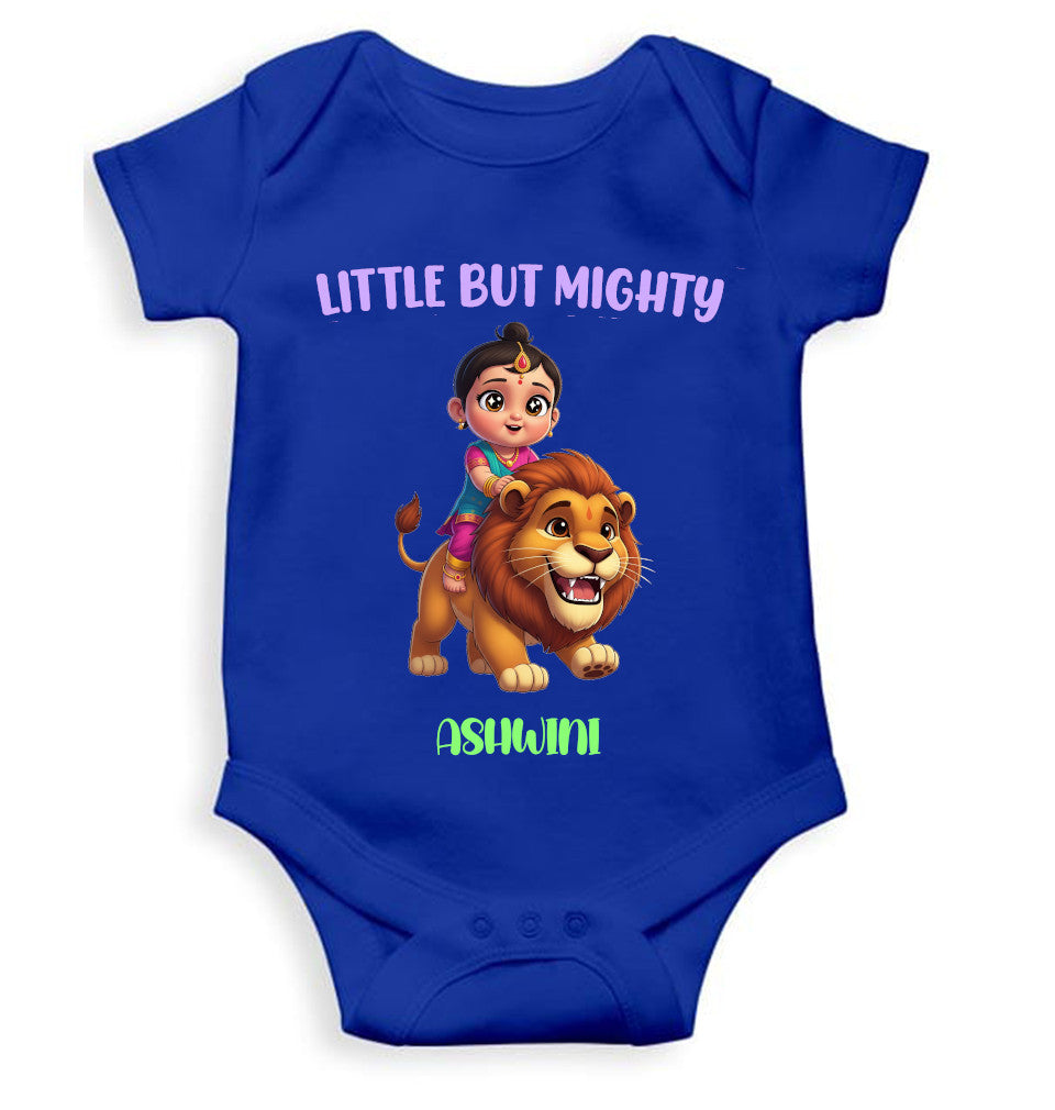 Custom Name Little But Mighty Durga Pooja Rompers for Baby Girl- FunkyTeesClub