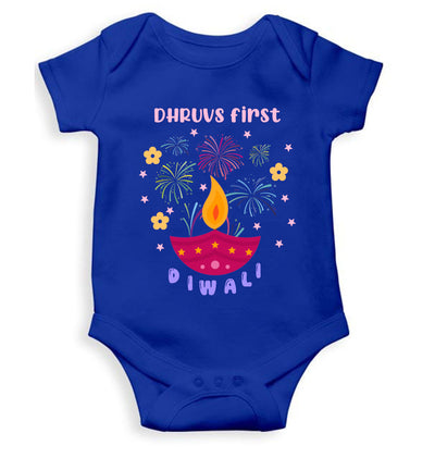 Custom Name First Diwali Celebration Diwali Rompers for Baby Boy- FunkyTeesClub
