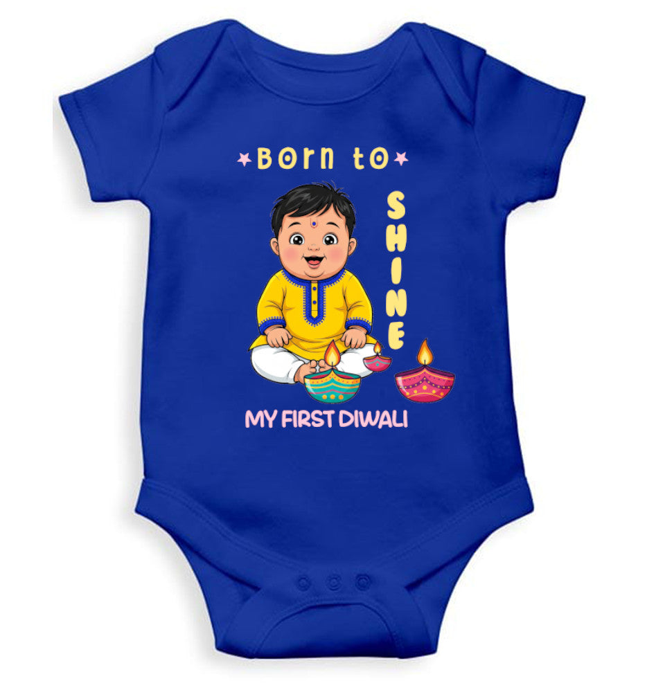Born To Shine Diwali Rompers for Baby Boy- FunkyTeesClub
