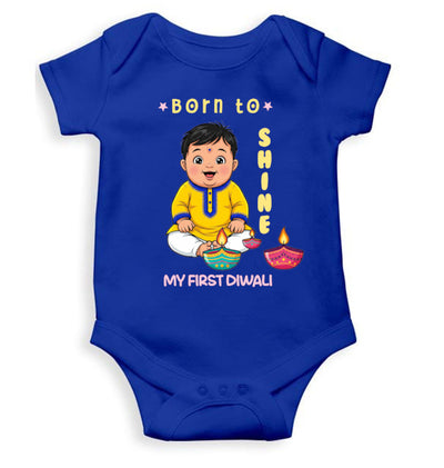 Born To Shine Diwali Rompers for Baby Boy- FunkyTeesClub