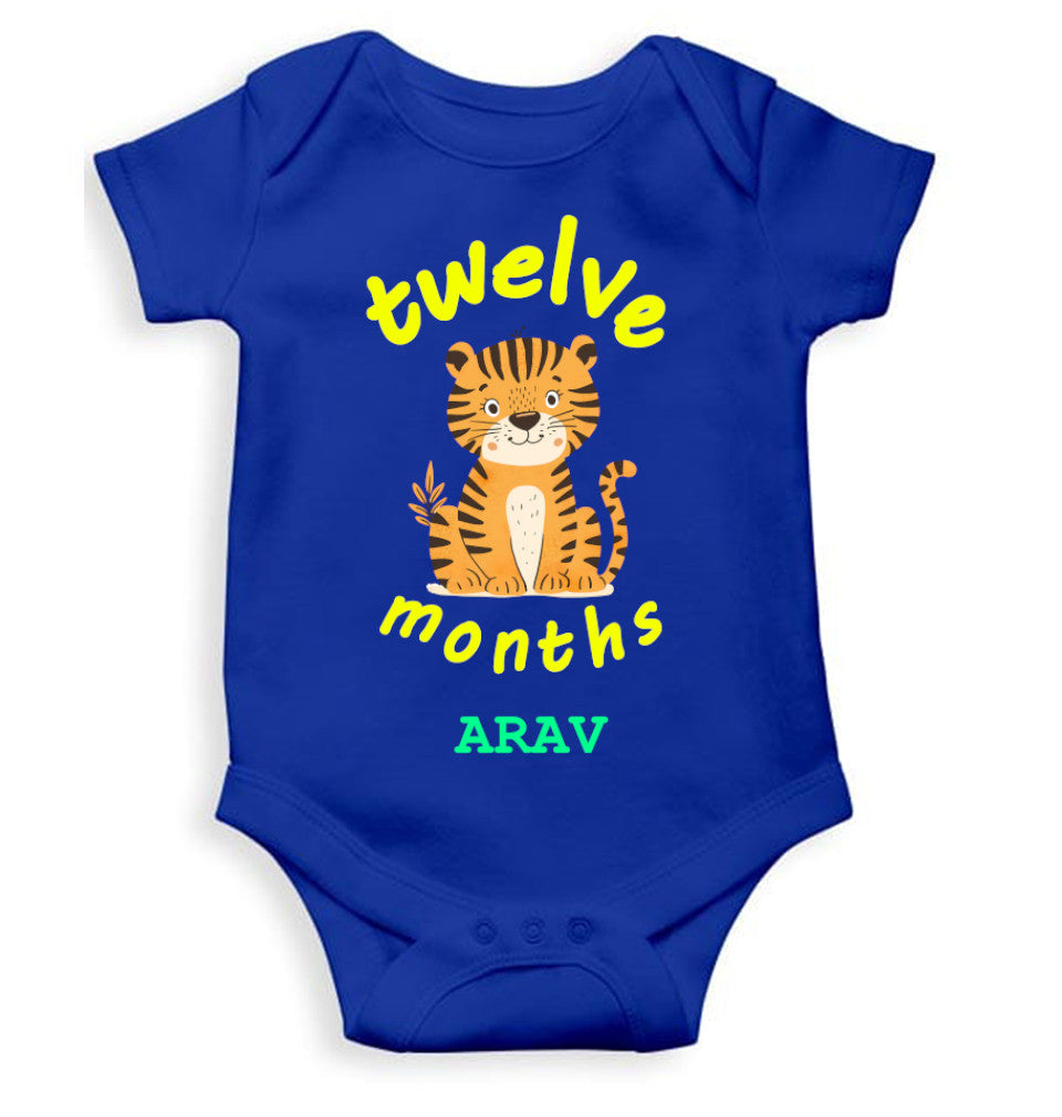 Custom Name Twelve Months Rompers for Baby Boy- FunkyTeesClub