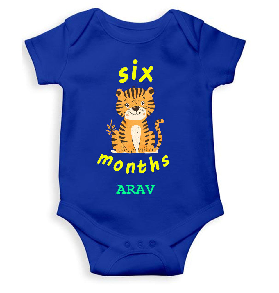 Custom Name Six Month Rompers for Baby Boy- FunkyTeesClub
