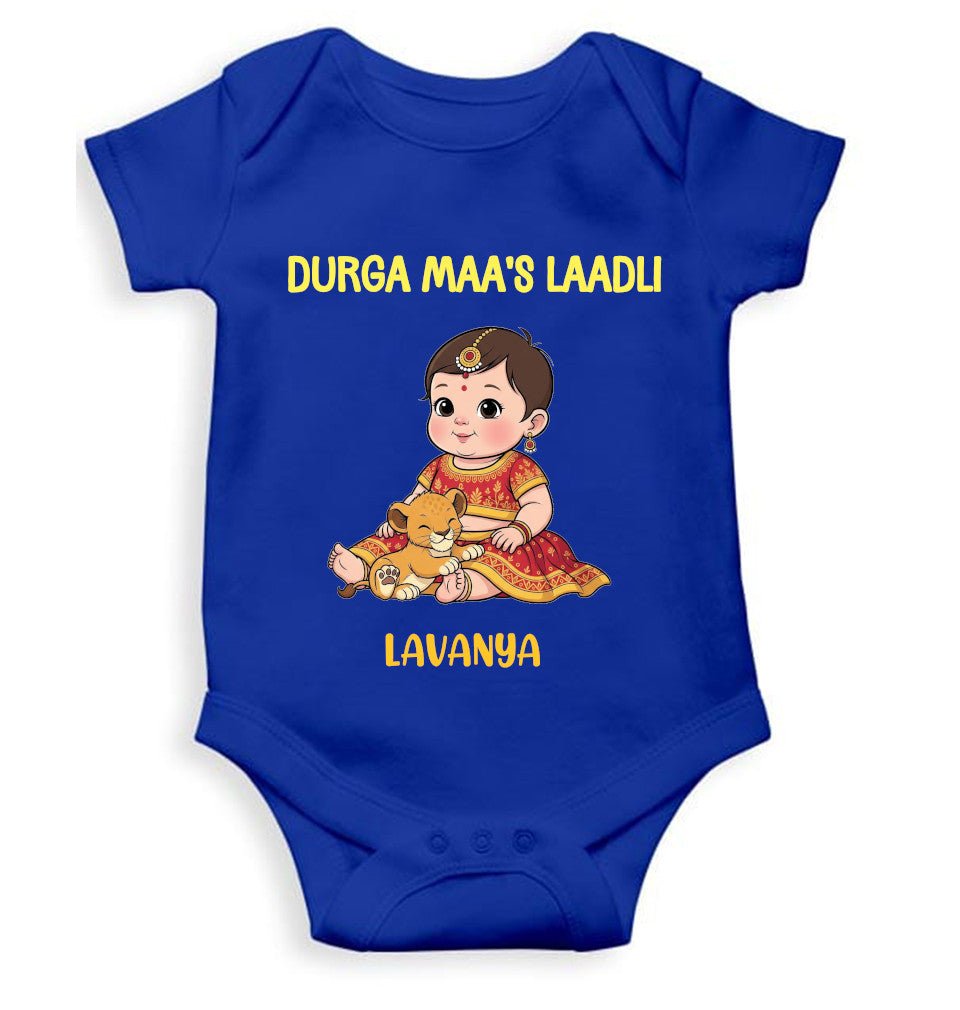 Custom Name Durga Maas Ladli Durga Pooja Rompers for Baby Girl- FunkyTeesClub