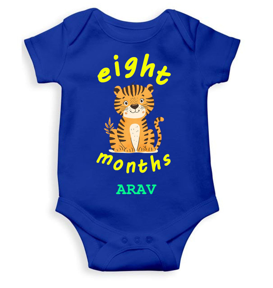 Custom Name Eight Month Rompers for Baby Boy- FunkyTeesClub