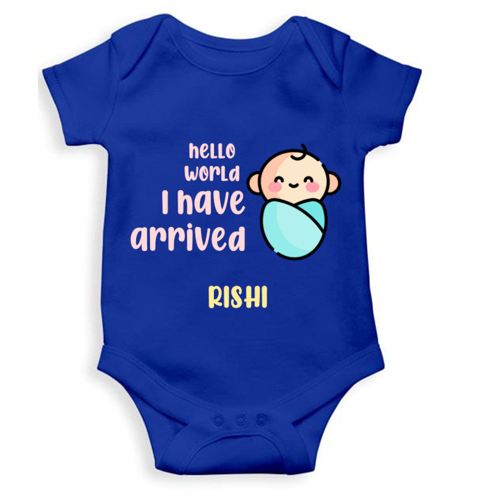 Custom Name Hello World I Have Arrived New Born Rompers for Baby Boy- FunkyTeesClub