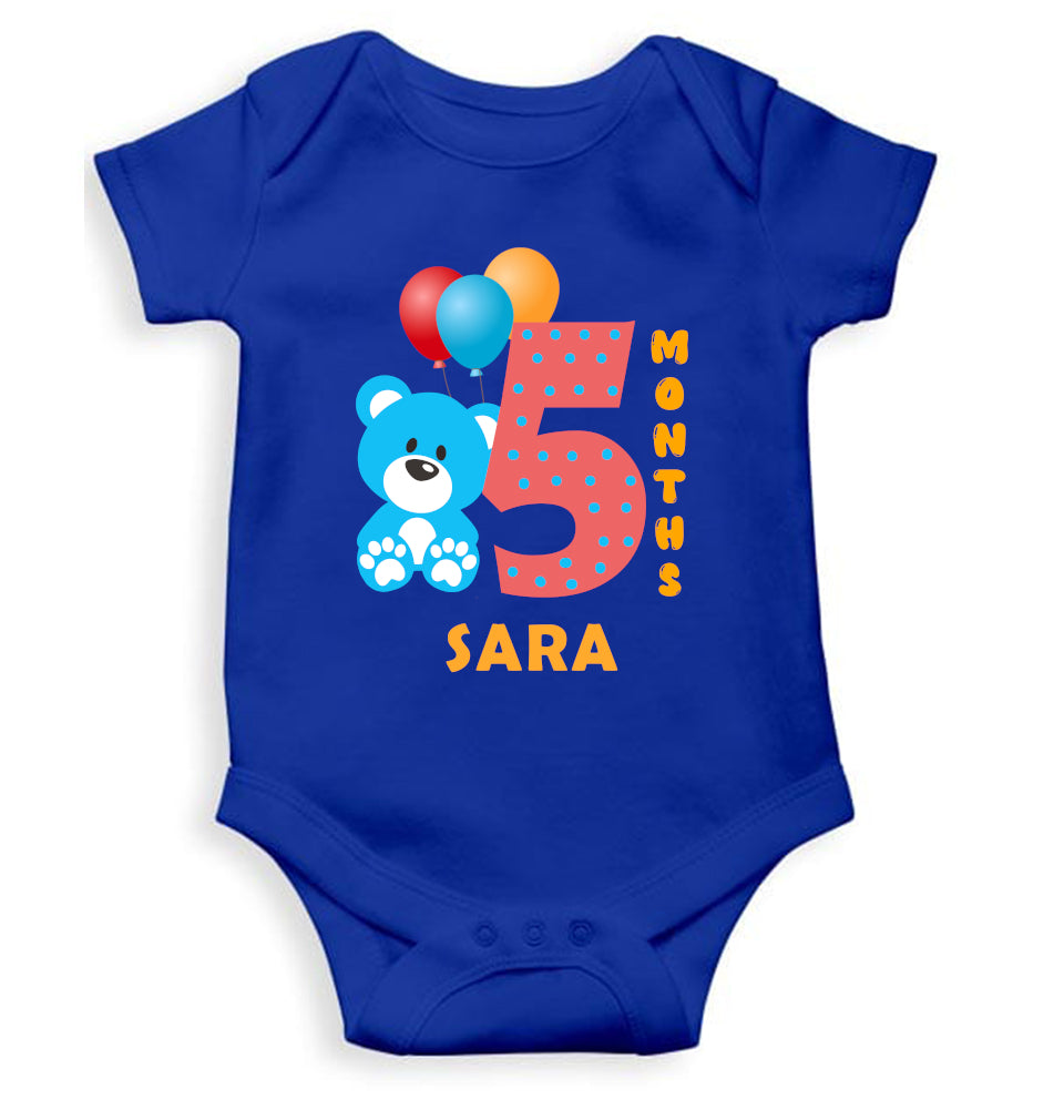 Custom Name Fifth Month Rompers for Baby Girl- FunkyTeesClub