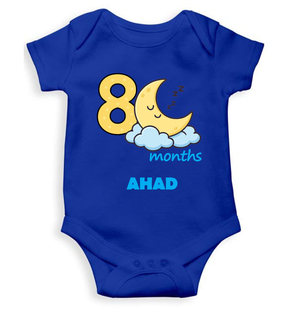 Custom Name Eighth Month Rompers for Baby Boy- FunkyTeesClub