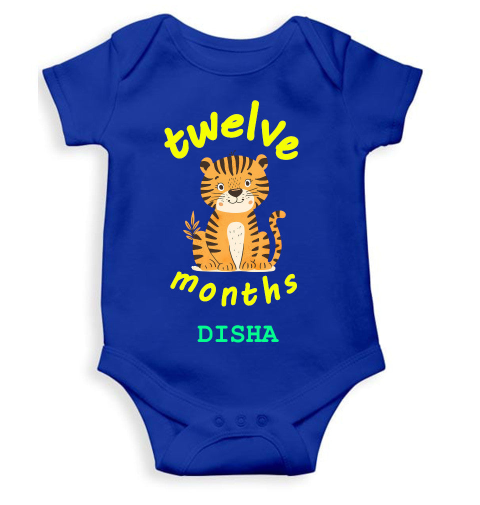 Custom Name Twelve Month Rompers for Baby Girl- FunkyTeesClub
