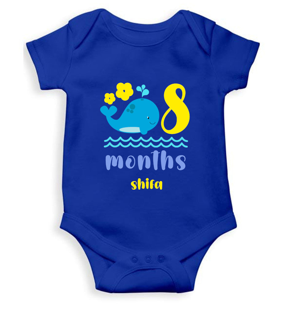 Custom Name Eighth Month Rompers for Baby Girl- FunkyTeesClub