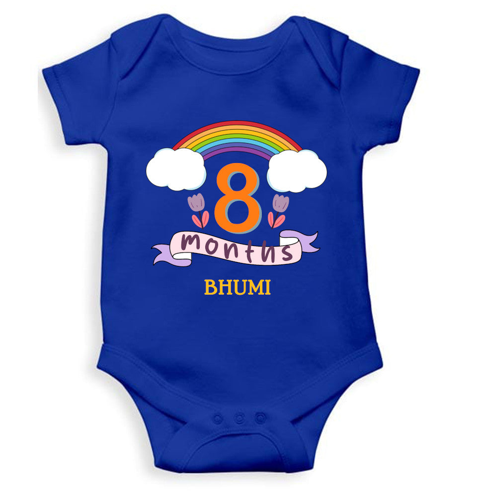 Custom Name Eighth Month Rompers for Baby Girl- FunkyTeesClub