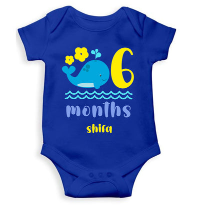 Custom Name Sixth Month Rompers for Baby Girl- FunkyTeesClub