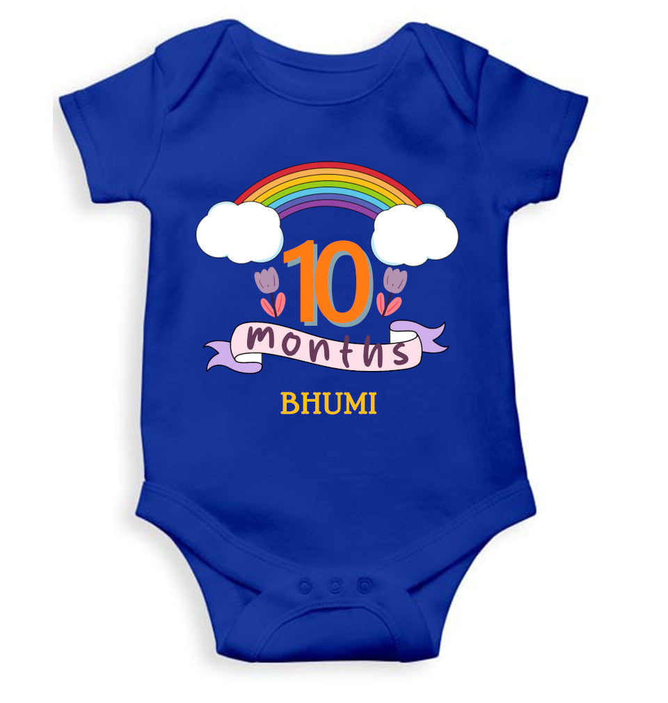 Custom Name Tenth Month Rompers for Baby Girl- FunkyTeesClub