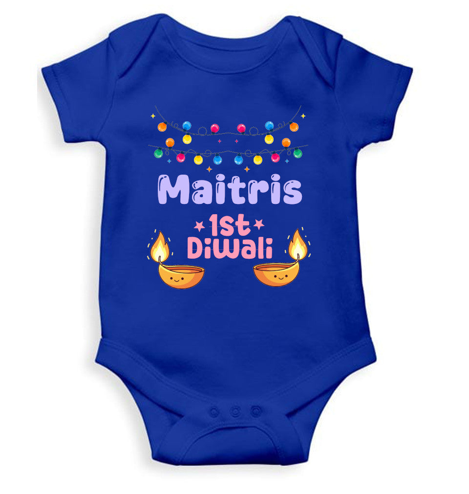 Custom Name First Diwali Diwali Rompers for Baby Girl- FunkyTeesClub