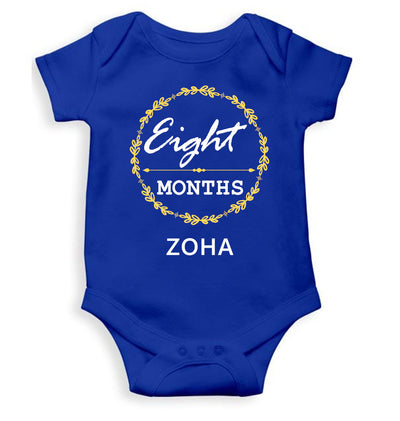 Custom Name Eight Months Rompers for Baby Girl- FunkyTeesClub