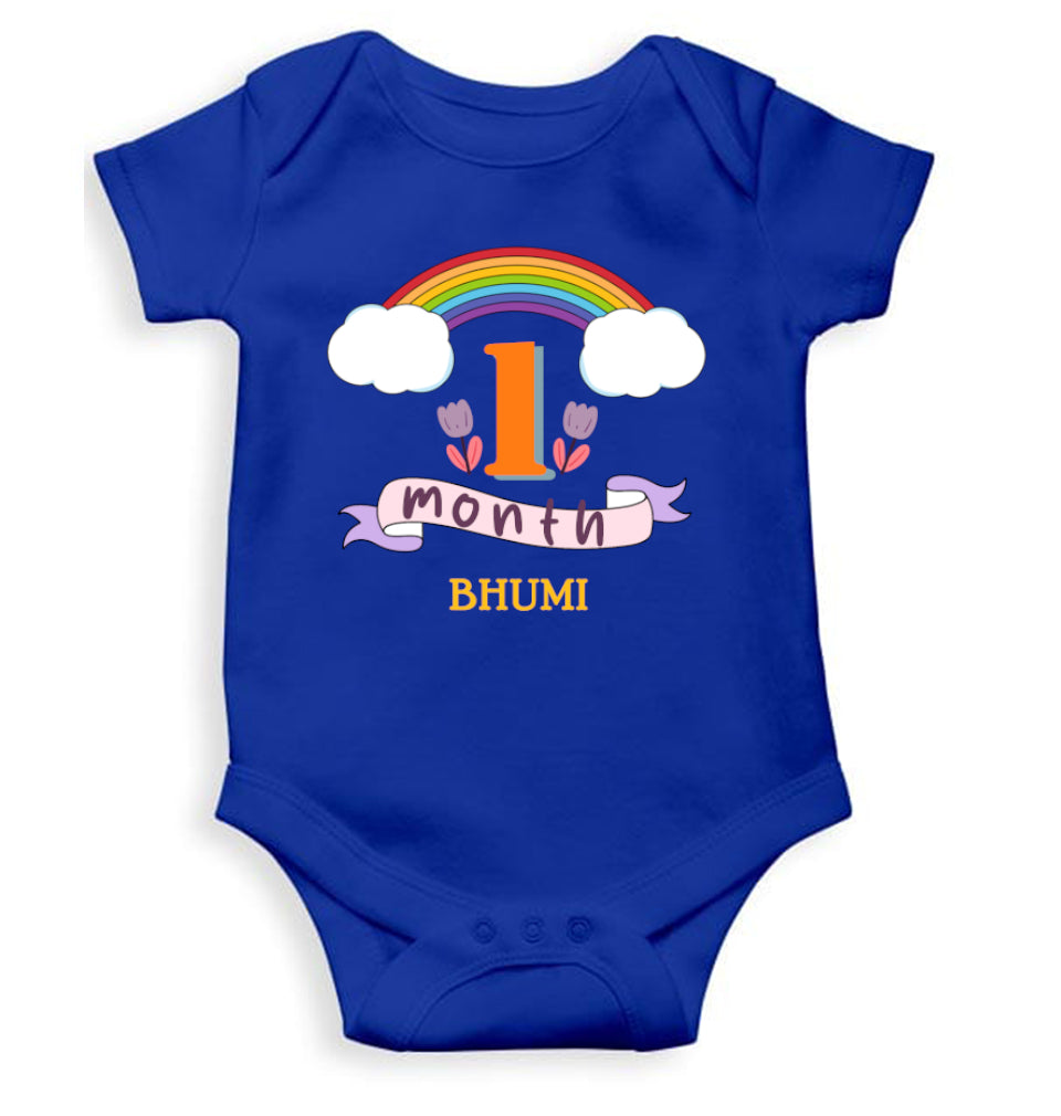 Custom Name First Month Rompers for Baby Girl- FunkyTeesClub
