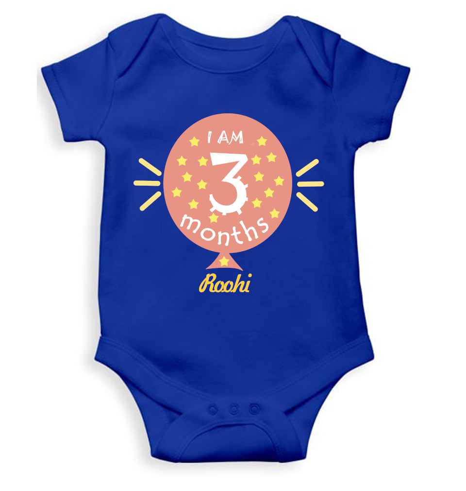 Custom Name I Am Three Month Rompers for Baby Girl- FunkyTeesClub