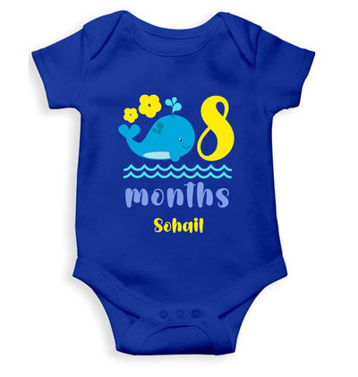 Custom Name Eight Month Rompers for Baby Boy- FunkyTeesClub