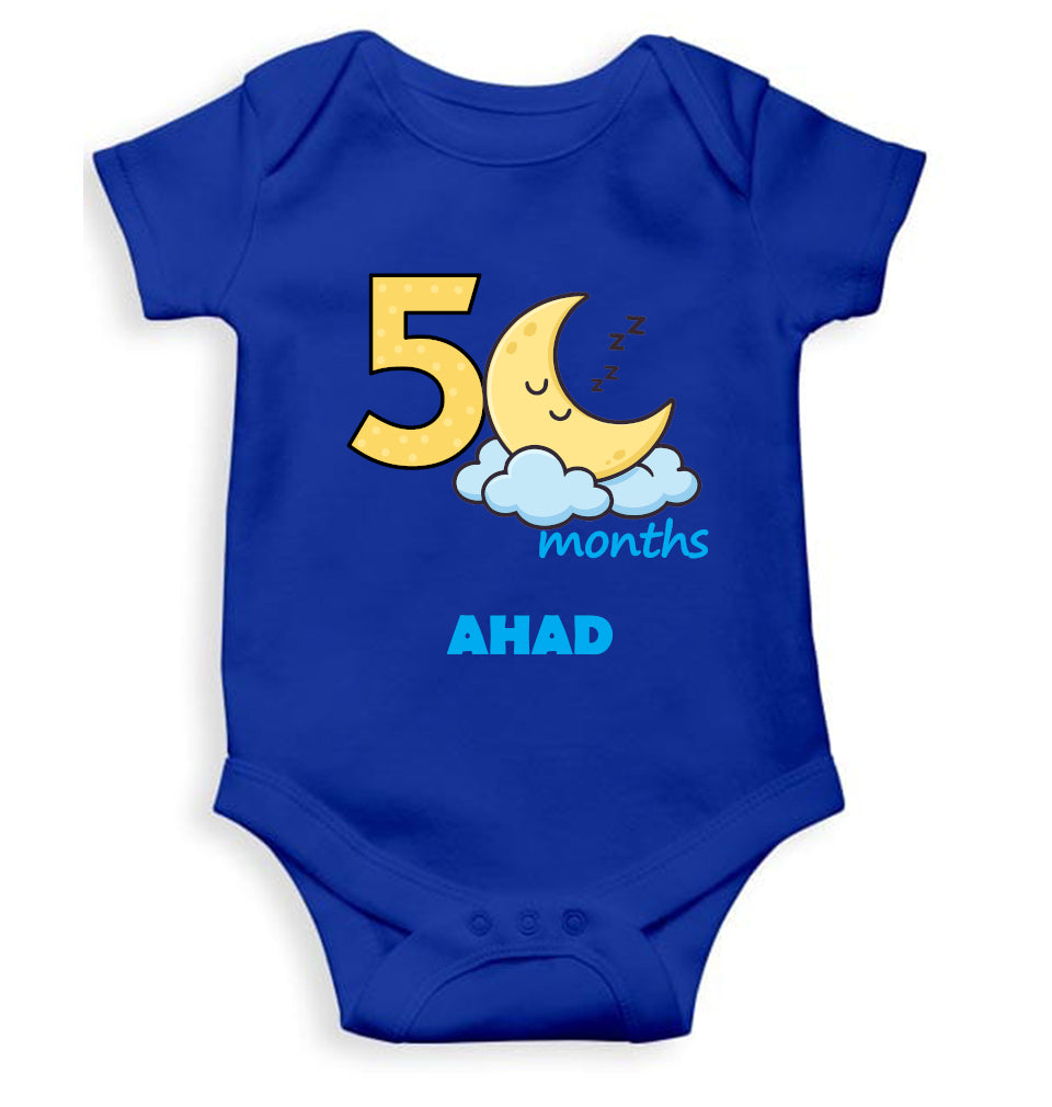 Custom Name Fifth Month Rompers for Baby Boy- FunkyTeesClub