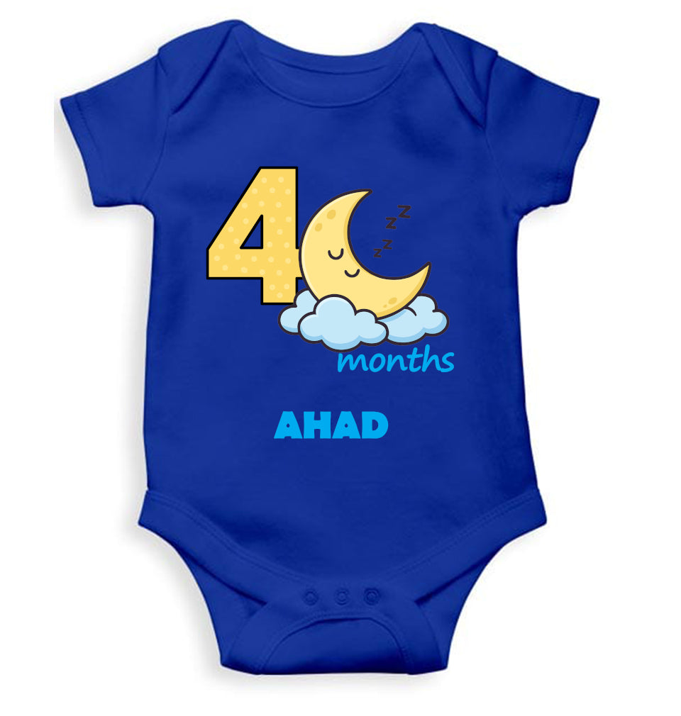 Custom Name Fourth Month Rompers for Baby Boy- FunkyTeesClub