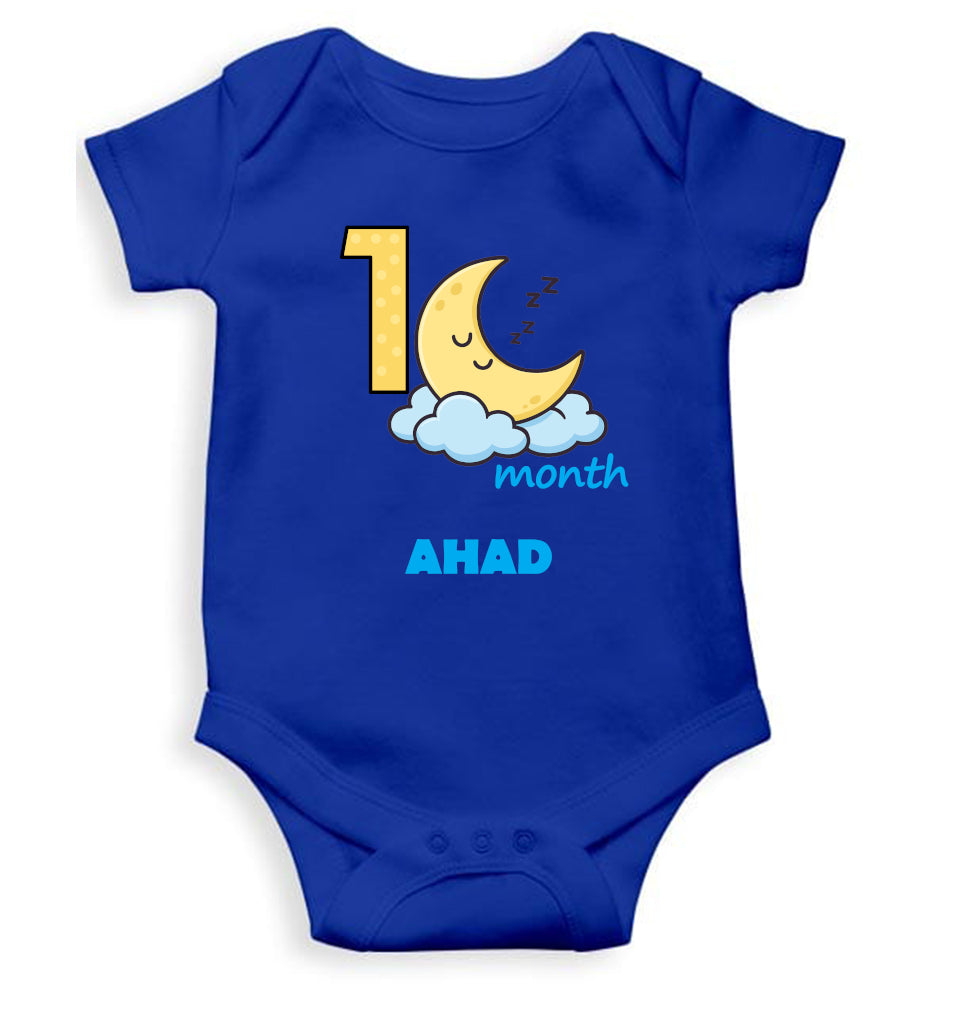 Custom Name First Month Rompers for Baby Boy- FunkyTeesClub
