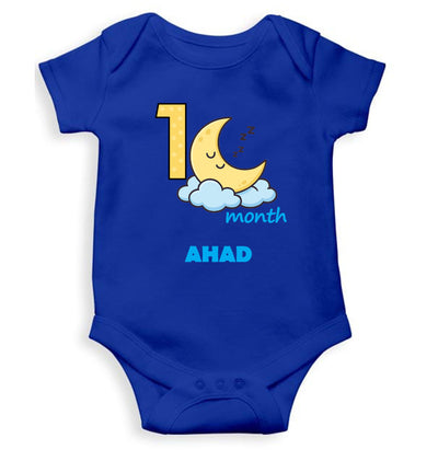 Custom Name First Month Rompers for Baby Boy- FunkyTeesClub