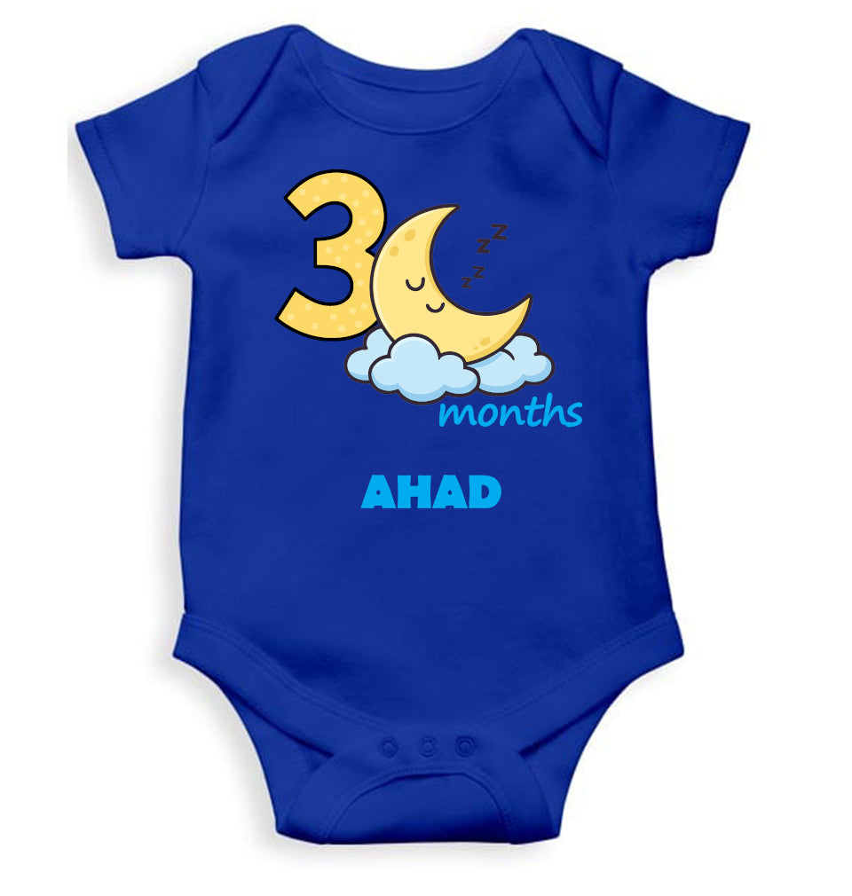 Custom Name Third Month Rompers for Baby Boy- FunkyTeesClub