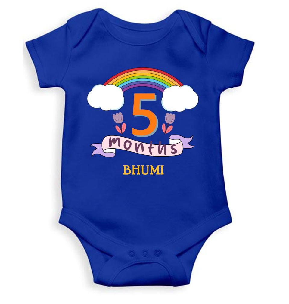 Custom Name Fifth Month Rompers for Baby Girl- FunkyTeesClub
