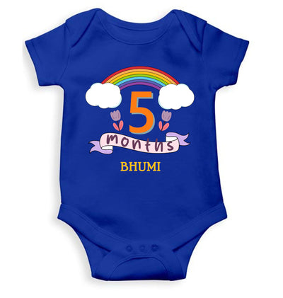 Custom Name Fifth Month Rompers for Baby Girl- FunkyTeesClub