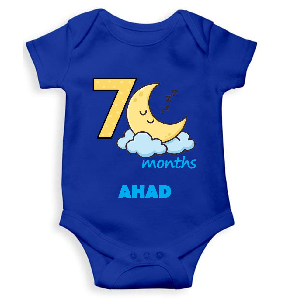 Custom Name Seventh Month Rompers for Baby Boy- FunkyTeesClub