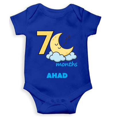 Custom Name Seventh Month Rompers for Baby Boy- FunkyTeesClub