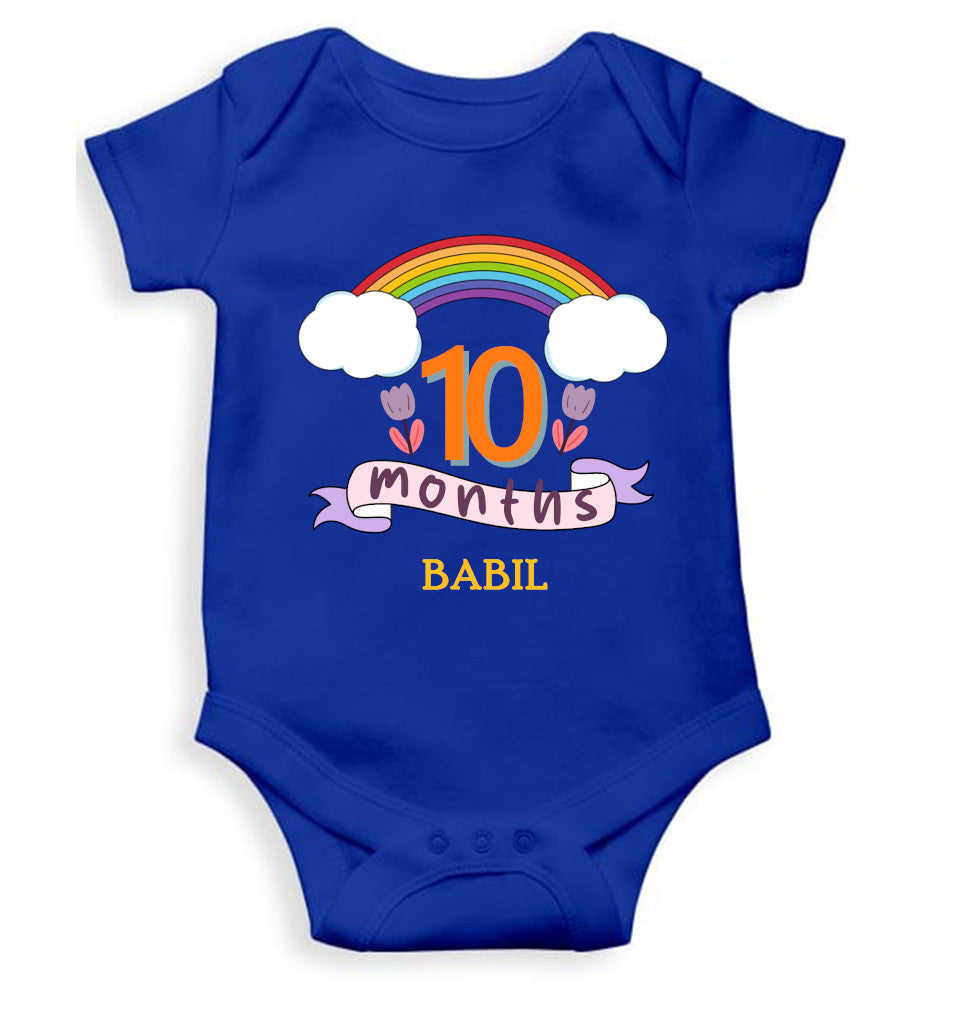 Custom Name Tenth Month Rompers for Baby Boy- FunkyTeesClub