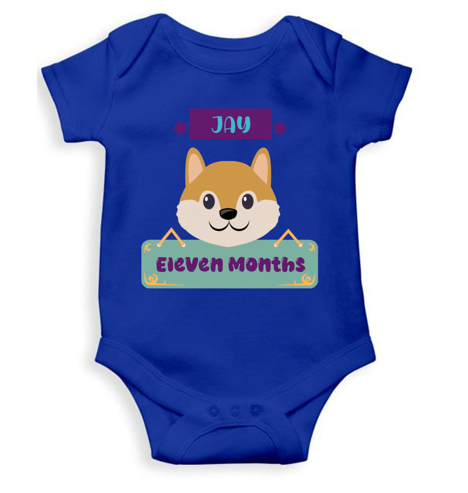Custom Name Eleven Months Rompers for Baby Boy- FunkyTeesClub