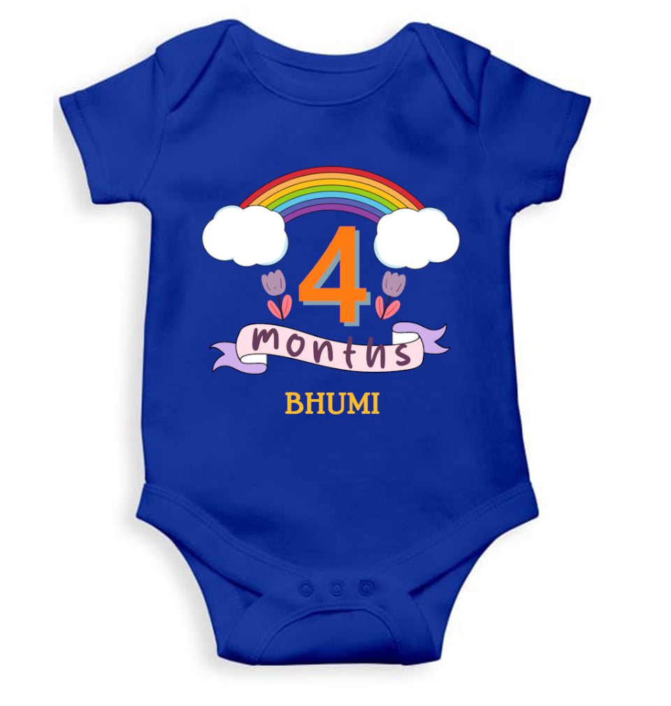 Custom Name Fourth Month Rompers for Baby Girl- FunkyTeesClub