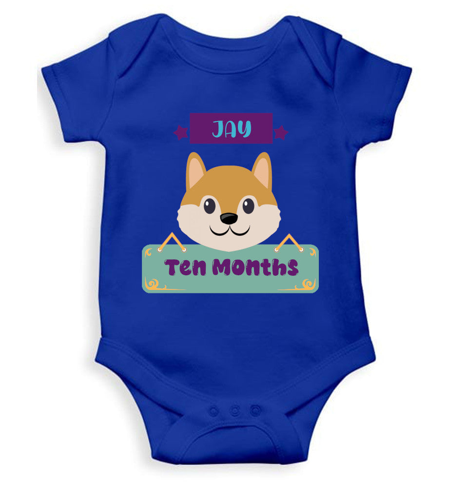 Custom Name Ten Months Rompers for Baby Boy- FunkyTeesClub