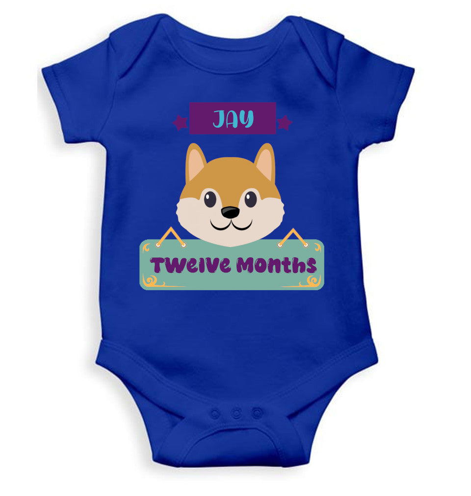 Custom Name Twelve Months Rompers for Baby Boy- FunkyTeesClub