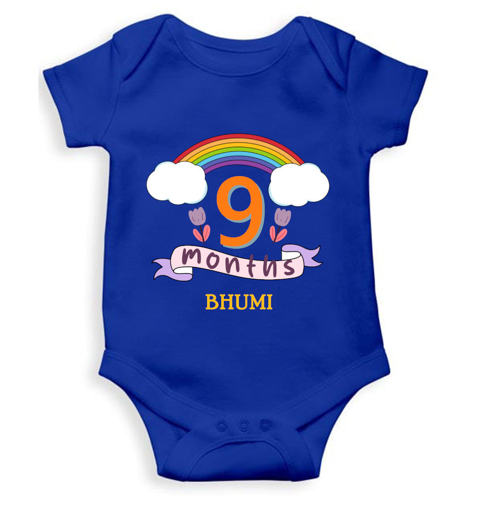 Custom Name Ninth Month Rompers for Baby Girl- FunkyTeesClub