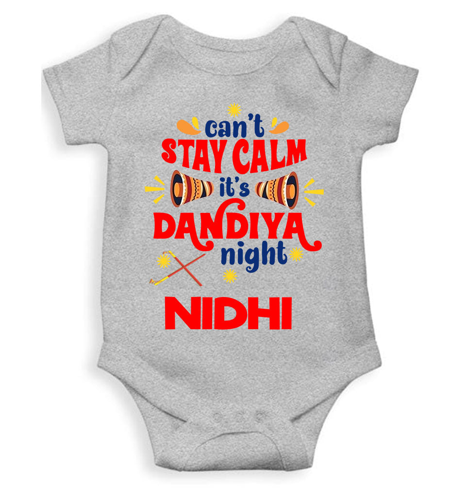 Custom Name Cant Stay Calm It Is Dandiya Night Navratri Rompers for Baby Girl- FunkyTeesClub