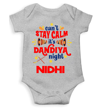 Custom Name Cant Stay Calm It Is Dandiya Night Navratri Rompers for Baby Girl- FunkyTeesClub