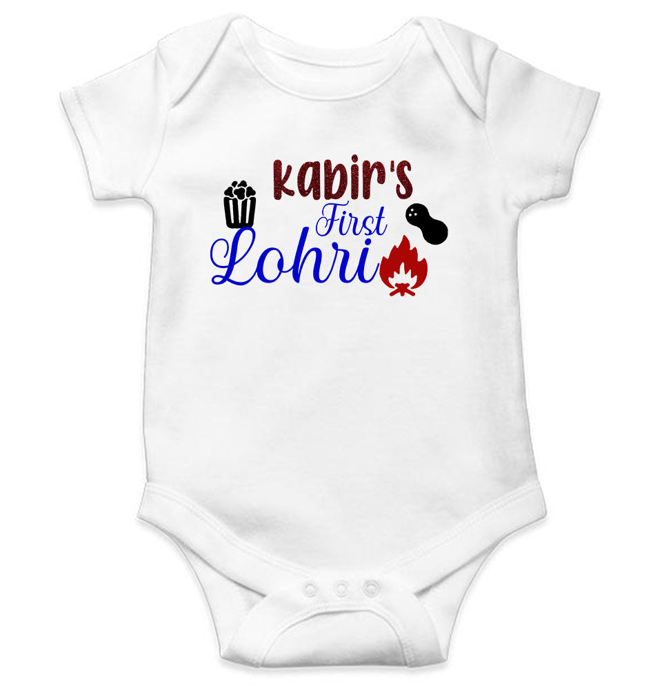 Custom Baby Name First Lohri Rompers for Baby Boy- FunkyTeesClub