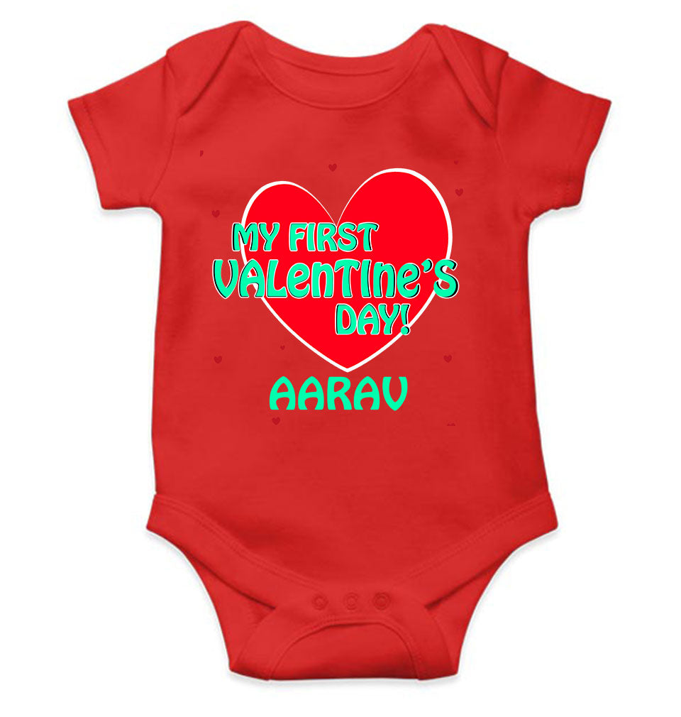 Custom Name 1st Valentine Rompers for Baby Boy- FunkyTeesClub