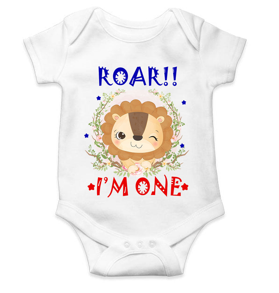 Roar I Am One First Birthday Rompers for Baby Girl- FunkyTeesClub