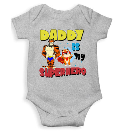 Superhero Dad Cartoon Rompers for Baby Girl- FunkyTeesClub