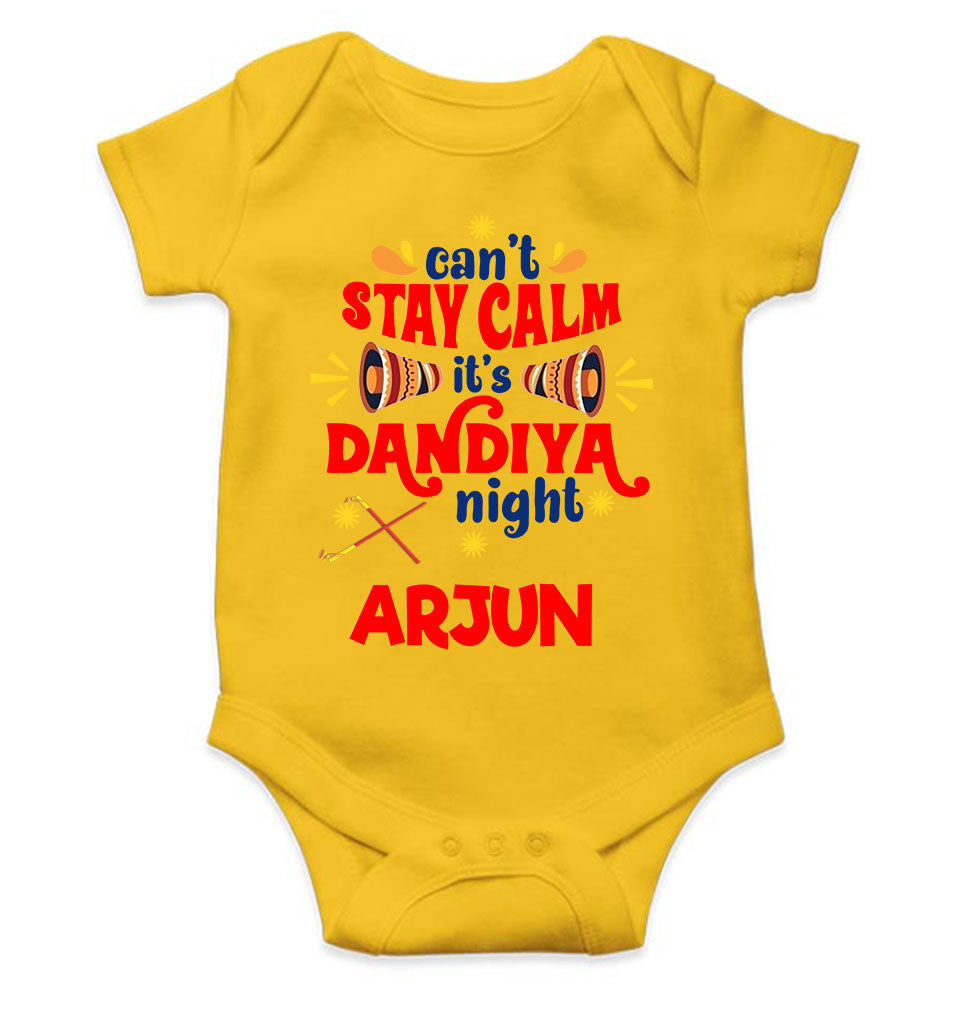 Custom Name Cant Stay Calm It Is Dandiya Night Navratri Rompers for Baby Boy- FunkyTeesClub