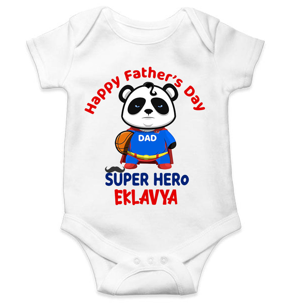 Custom Name Happy Fathers Day Super Hero Rompers for Baby Boy- FunkyTeesClub