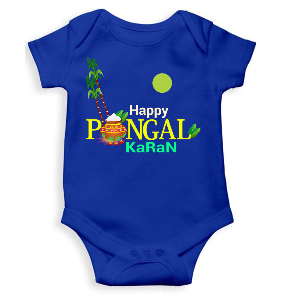 Custom Name Happy Pongal Rompers for Baby Boy- FunkyTeesClub