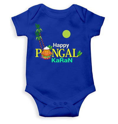 Custom Name Happy Pongal Rompers for Baby Boy- FunkyTeesClub